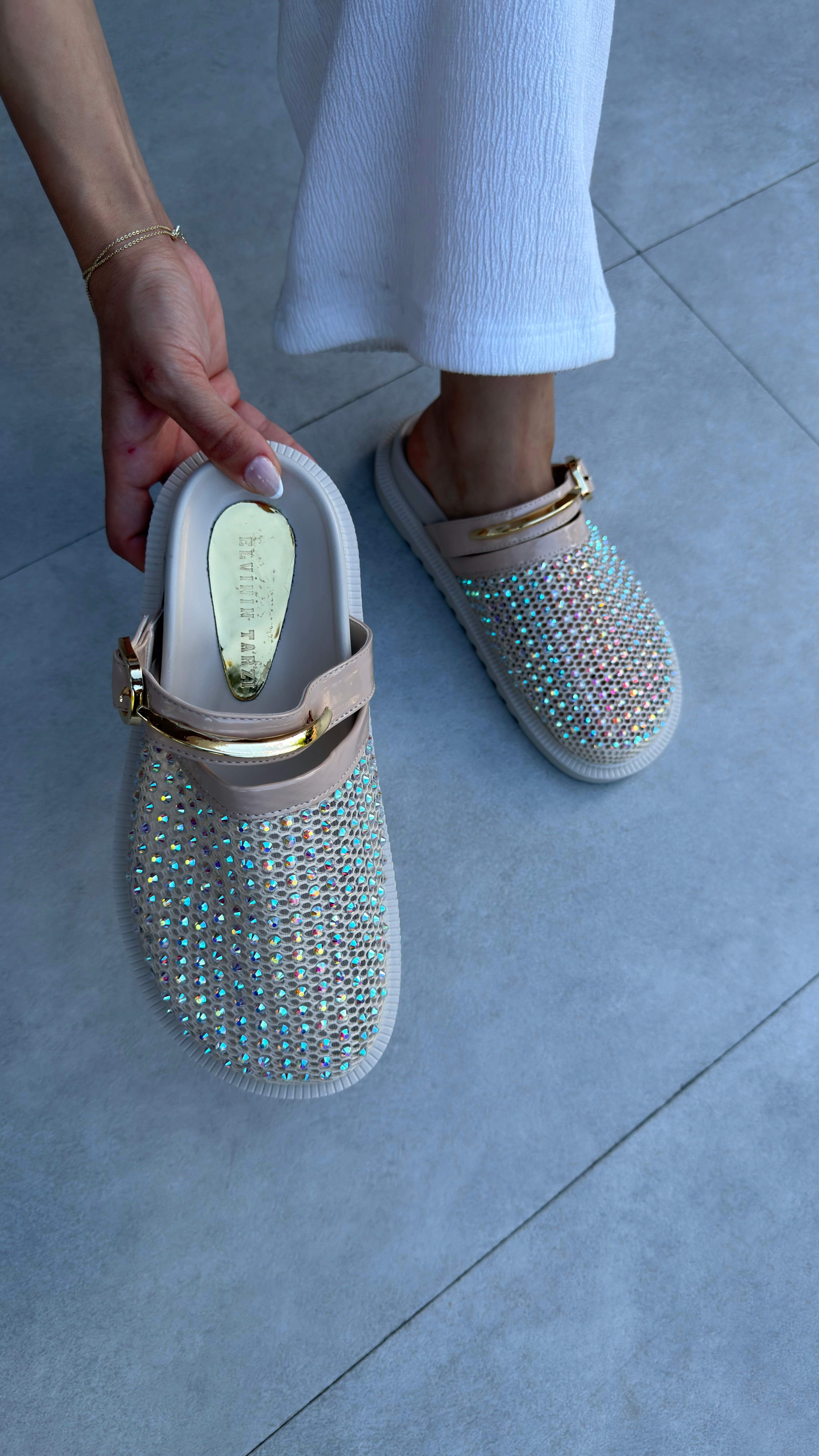 MEPA BEJ MİNİ TAŞ DETAYLI TERLİK