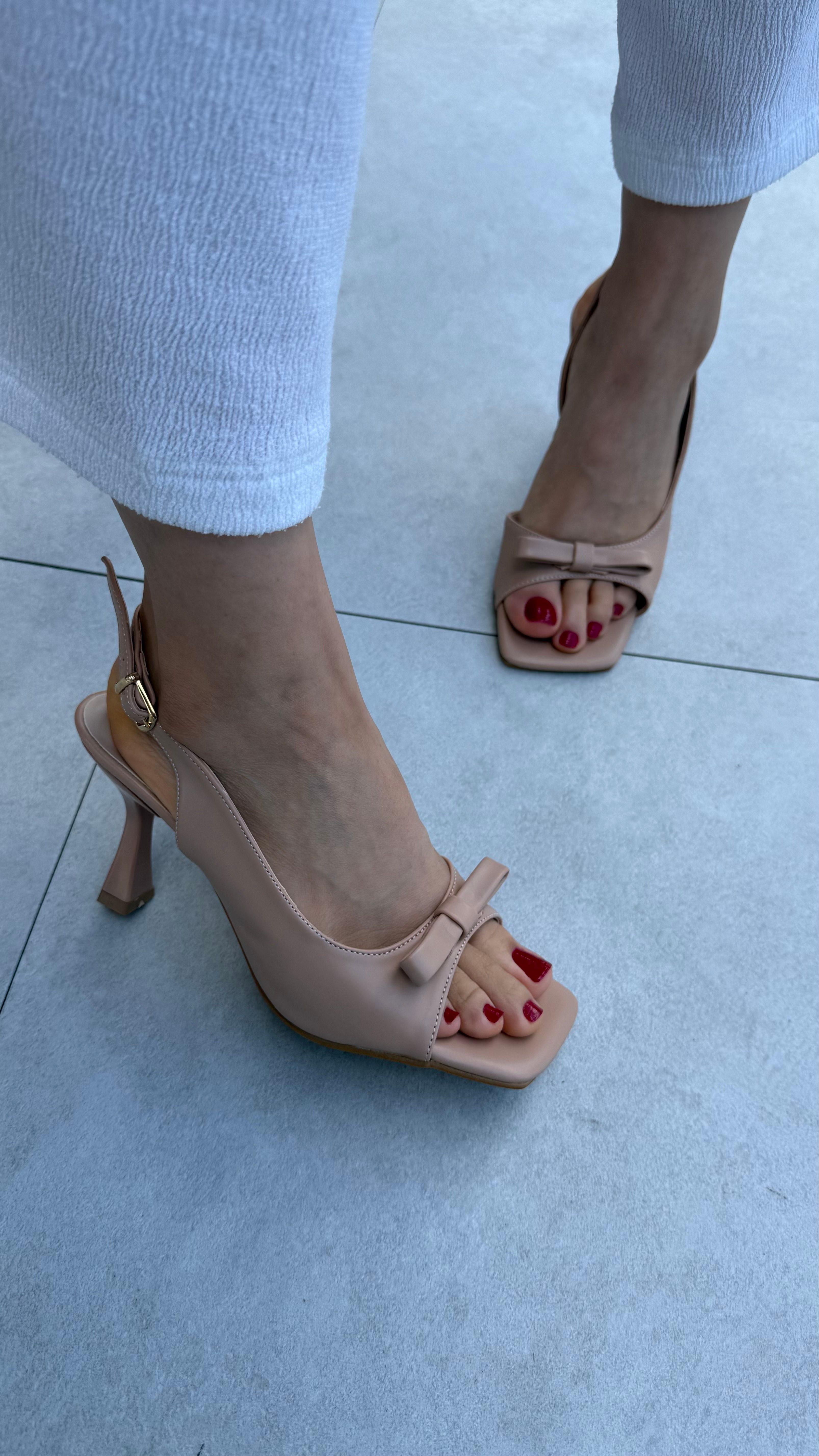 Mercy Nude Cilt Fiyonk Detaylı Kadın Topuklu Ayakkabı