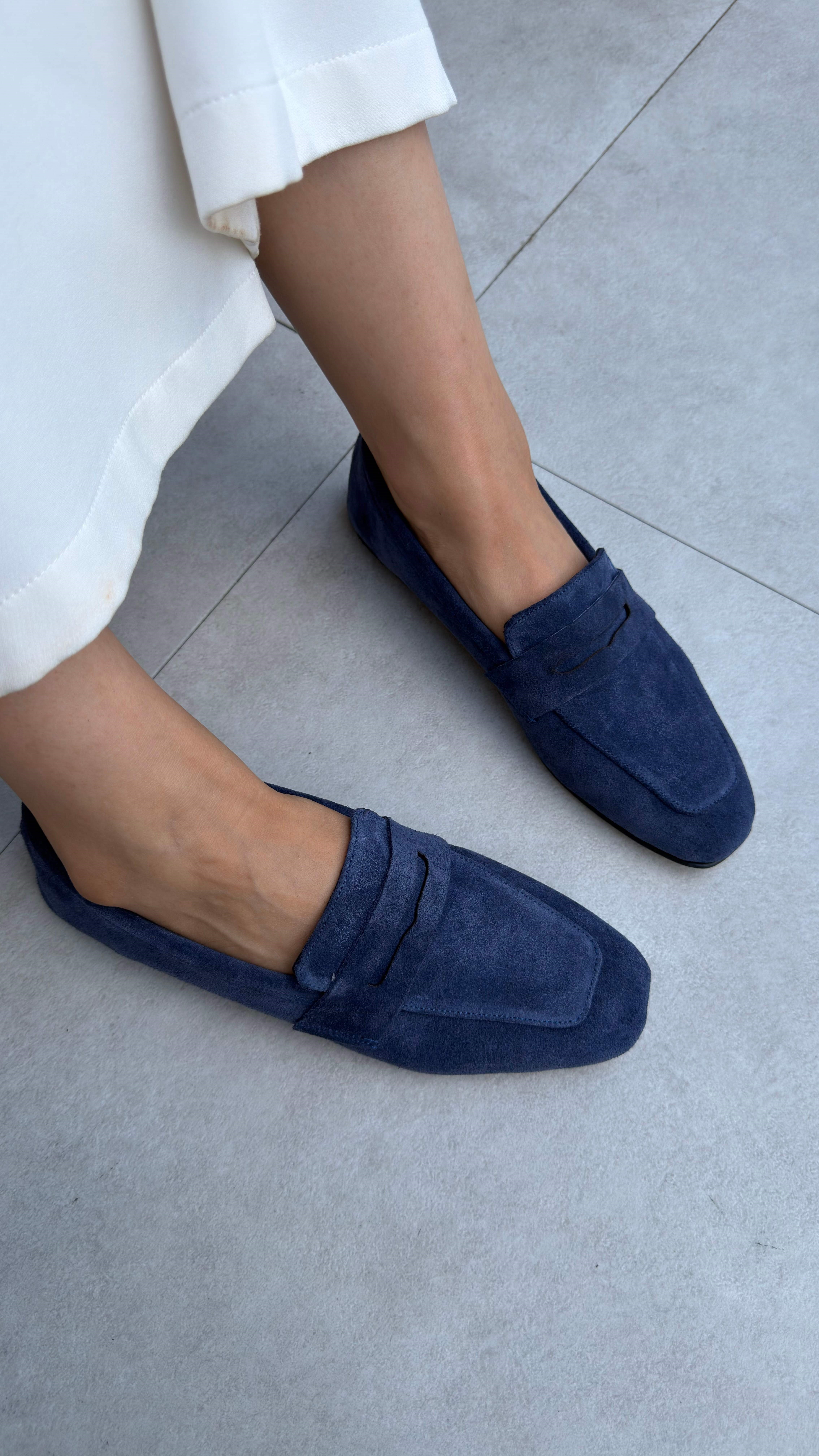 MOSE MAVİ HAKİKİ DERİ SÜET LOAFER