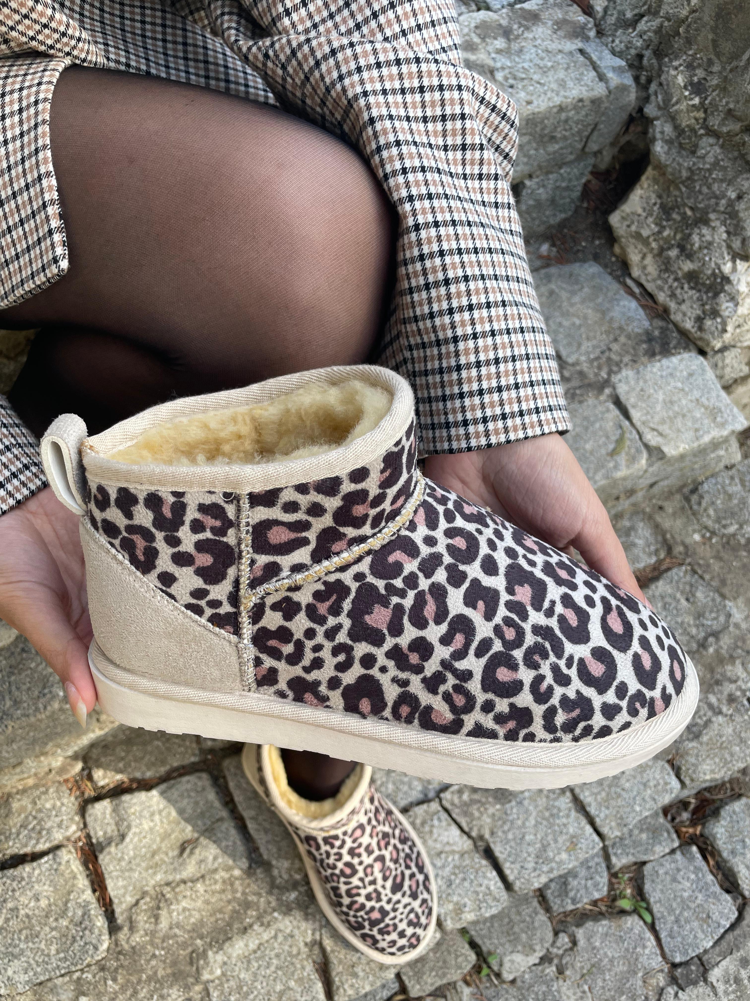 Nes ( Bej ) Leopar Desenli Kadın Bot