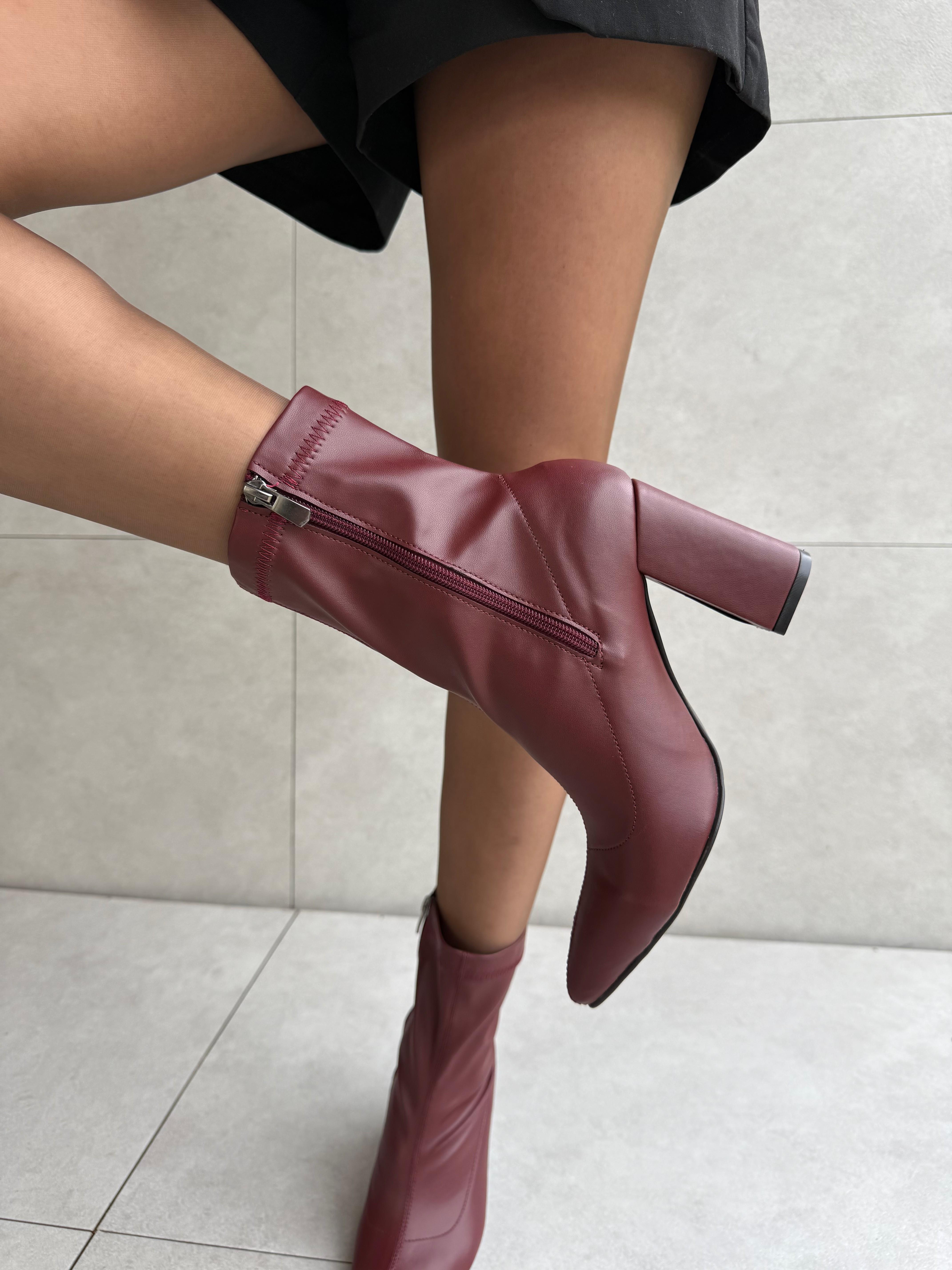 Roden Acı Kahve Renk Kalın Topuklu Yüksek Streç Kadın Bot