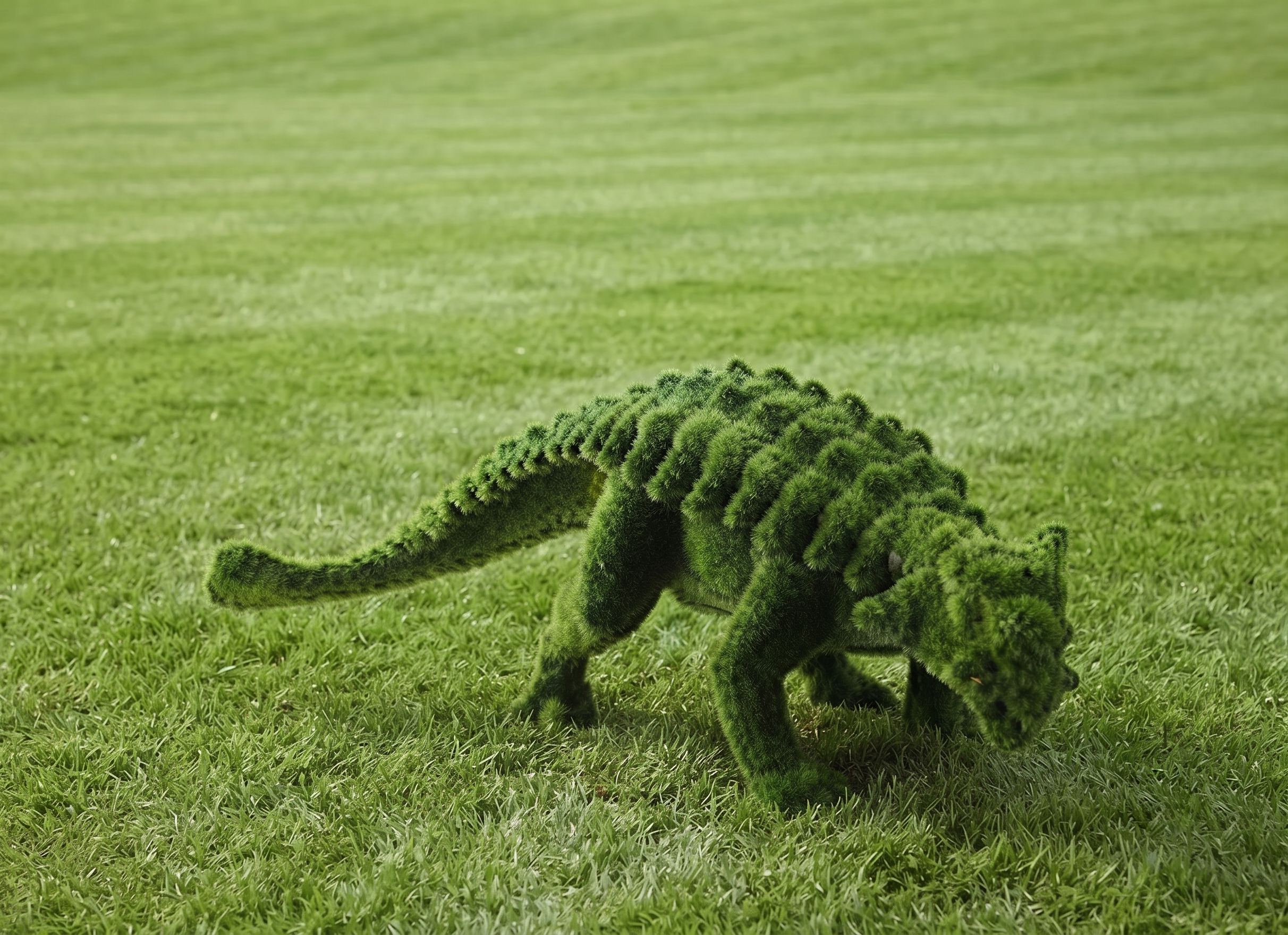 Anqulosaur Big Anıtsal Zırhlı Dinozor Figürlü Peyzaj Sanatı - Çelik Konstrüksiyon Yapay Çim Heykeli ve Dev Topiary 230x500x450 cm
