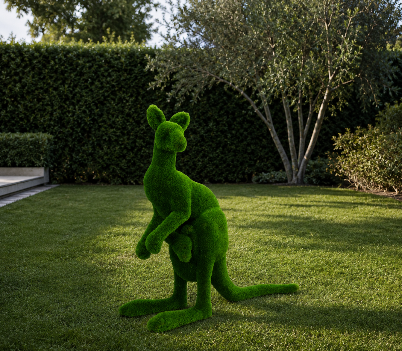 Kangaroo female Dişi Kanguru Figürlü Peyzaj Sanatı - Çelik Konstrüksiyon Yapay Çim Heykeli ve Topiary 200x215x70 cm