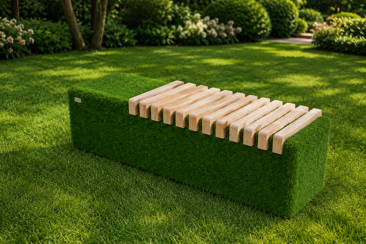 Sherwood Bench WPC Light Modern Oturma Bankı Figürlü Peyzaj Sanatı - Çelik Konstrüksiyon Yapay Çim Heykeli ve Topiary 49x175x50 cm