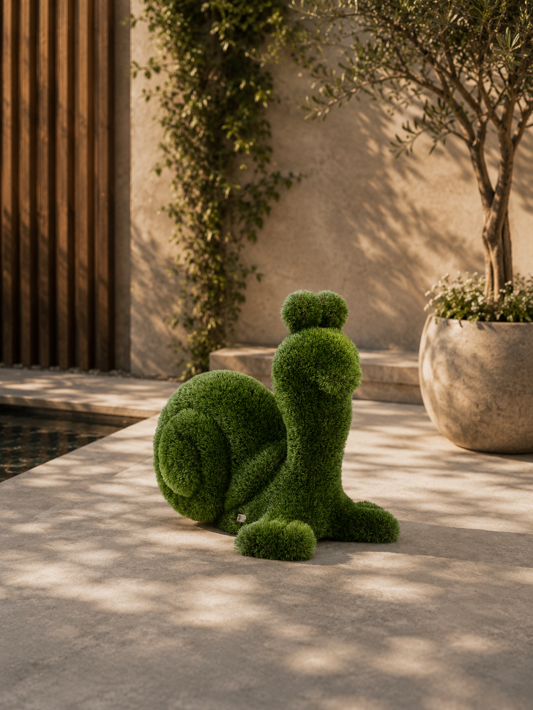 Snail Sevimli Salyangoz Figürlü Peyzaj Sanatı - Çelik Konstrüksiyon Yapay Çim Heykeli ve Topiary 90x85x65 cm