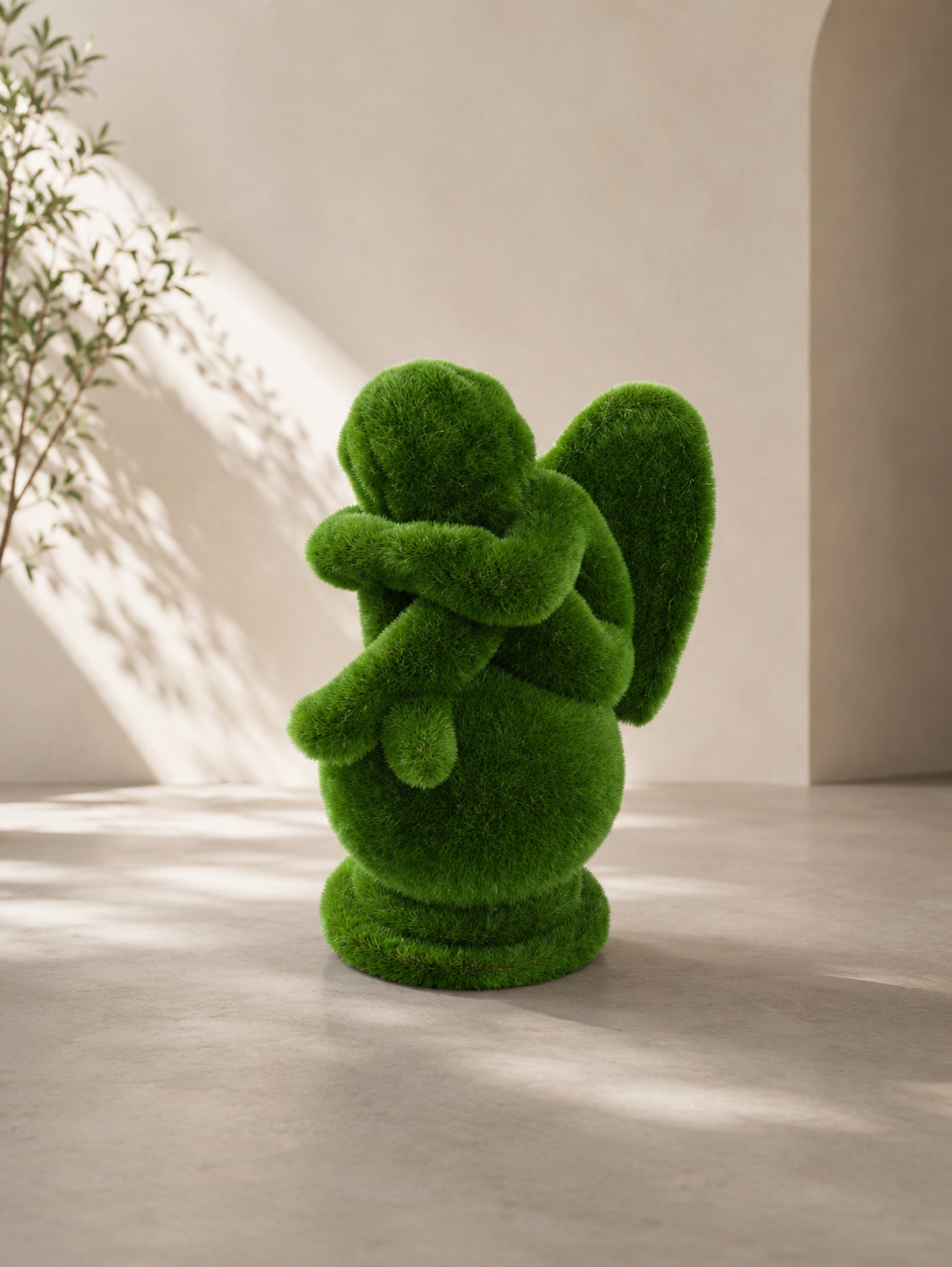 Angel Melek Figürlü Peyzaj Sanatı - Çelik Konstrüksiyon Yapay Çim Heykeli ve Topiary 150x95x80 cm