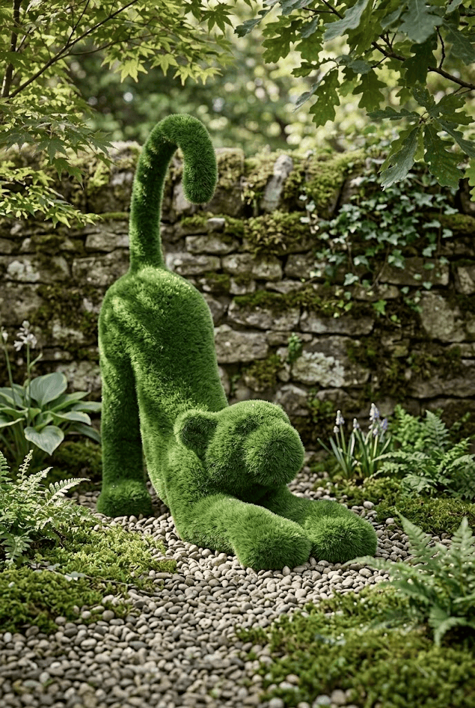 Baby lion Yavru Aslan Figürlü Peyzaj Sanatı - Çelik Konstrüksiyon Yapay Çim Heykeli ve Topiary 140x125x50 cm
