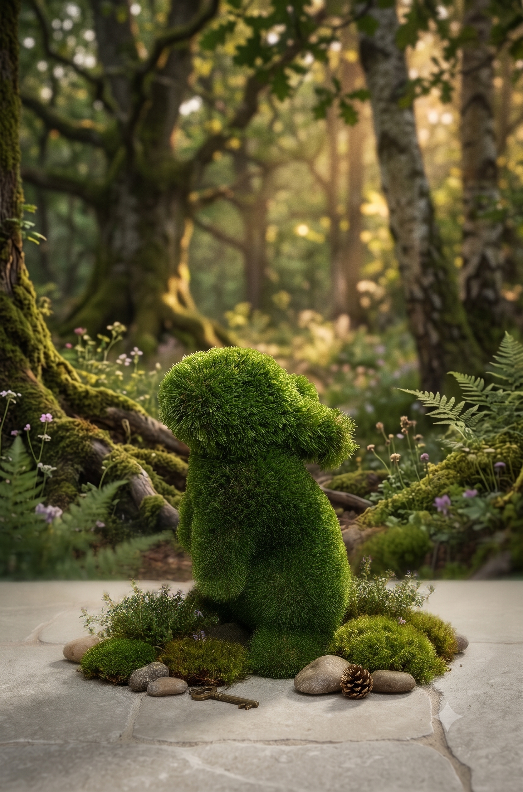Baby rabbit standing Ayakta Yavru Tavşan Figürlü Peyzaj Sanatı - Çelik Konstrüksiyon Yapay Çim Heykeli ve Topiary 42x24x40 cm