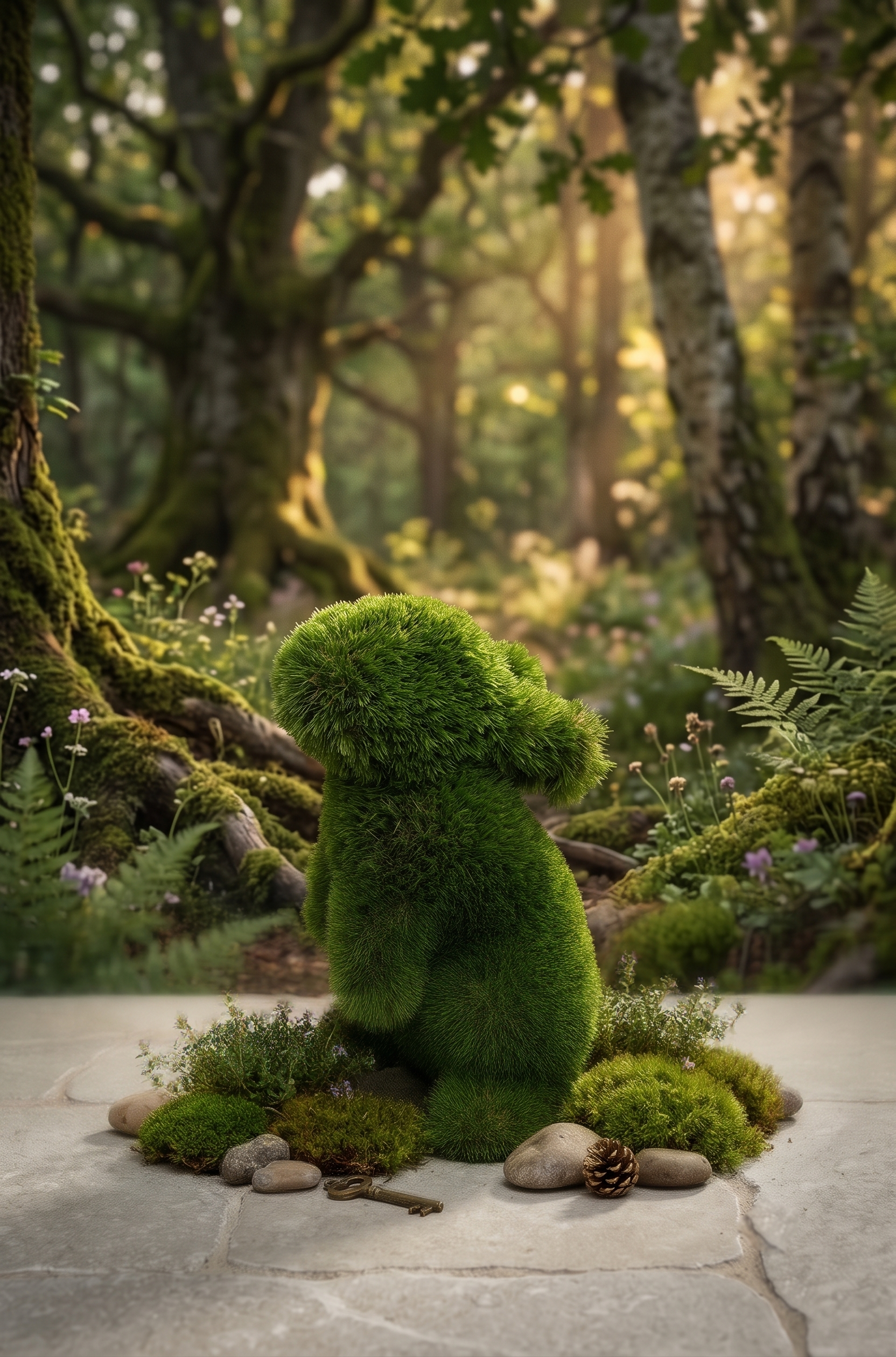 Baby rabbit standing Ayakta Yavru Tavşan Figürlü Peyzaj Sanatı - Çelik Konstrüksiyon Yapay Çim Heykeli ve Topiary 42x24x40 cm