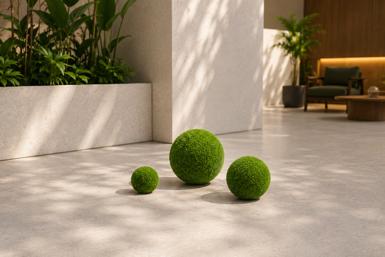 Ball Big Kusursuz Küre Figürlü Peyzaj Sanatı - Çelik Konstrüksiyon Yapay Çim Heykeli ve Topiary 85x85x85 cm