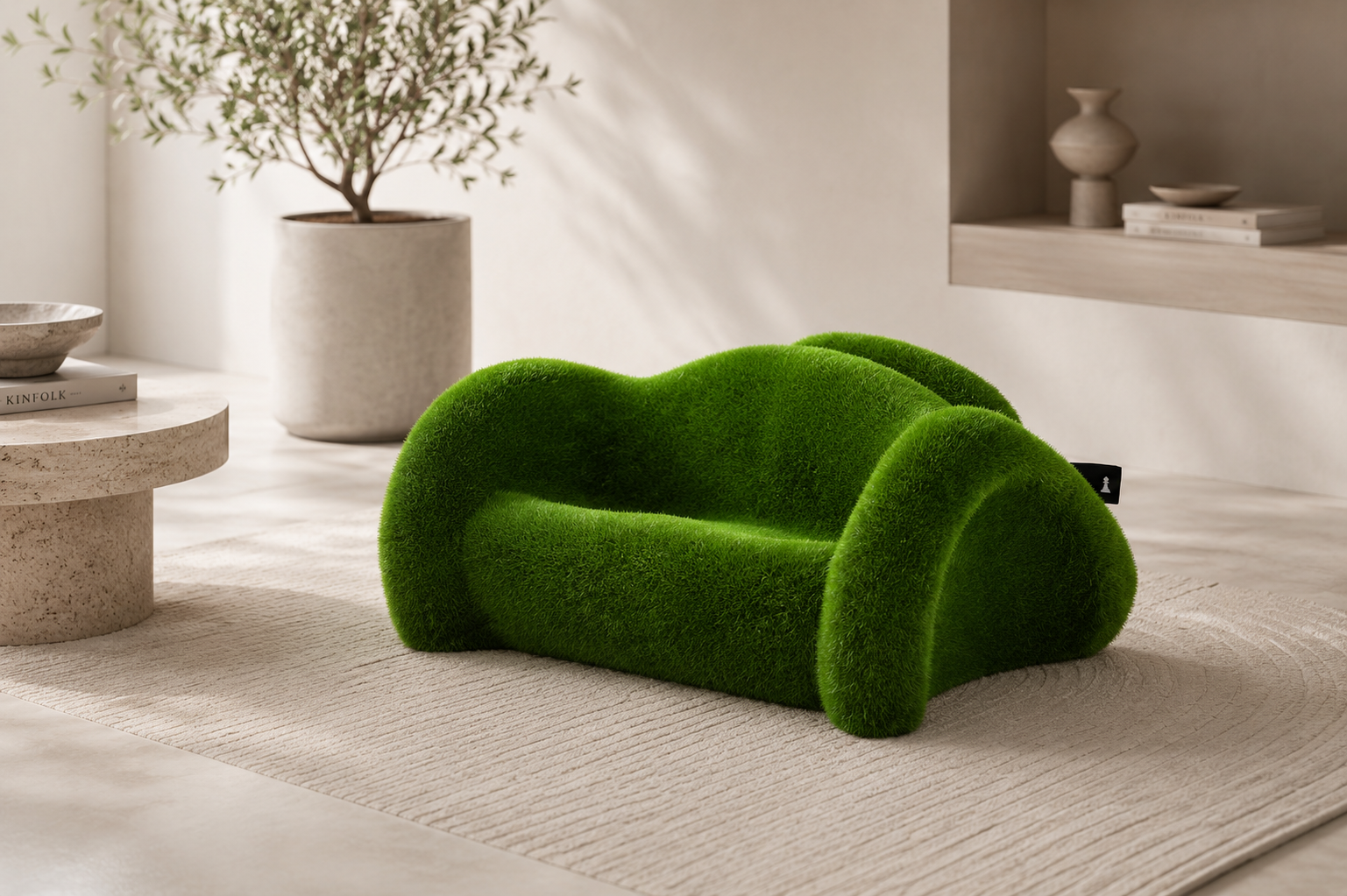 Car-Shaped Bench İkonik Araba Formlu Peyzaj Bankı - Çelik Konstrüksiyon Yapay Çim Heykeli ve Fonksiyonel Topiary 80x190x170 cm