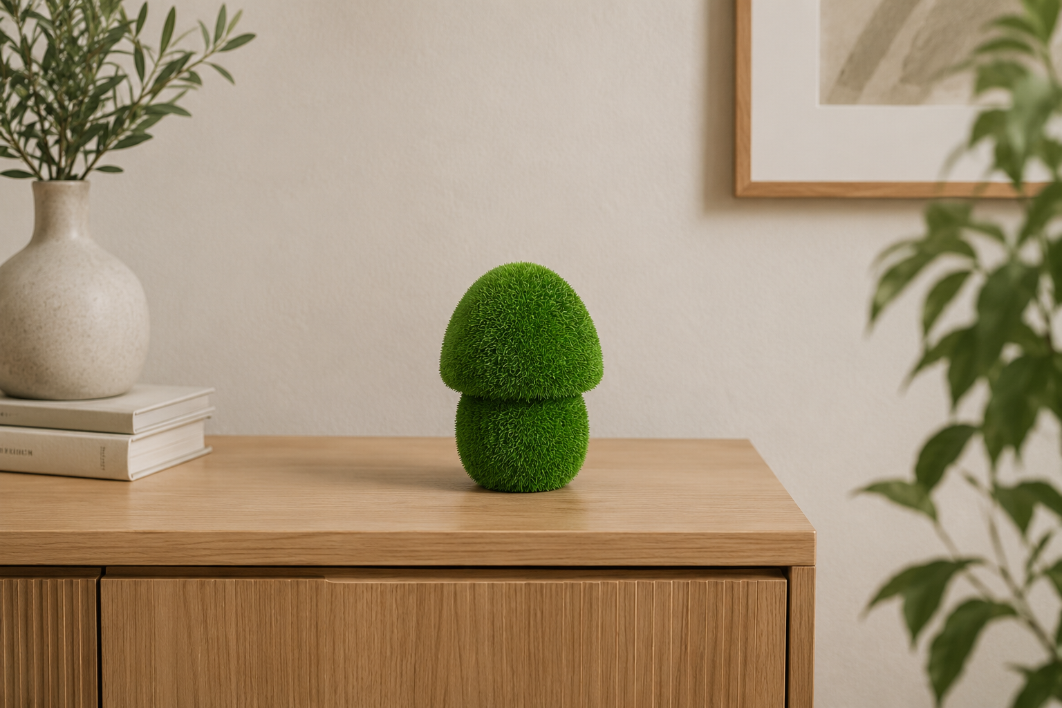 Cep S Kompakt Bolet Mantarı Figürlü Peyzaj Sanatı - Çelik Konstrüksiyon Yapay Çim Heykeli ve Topiary 60x50x50 cm
