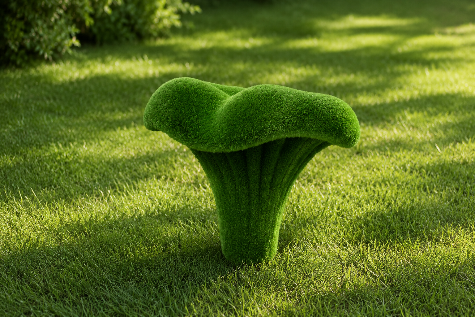Chanterelle L Büyük Boy Sarıkız Mantarı Figürlü Peyzaj Sanatı - Çelik Konstrüksiyon Yapay Çim Heykeli ve Topiary 120x130x130 cm