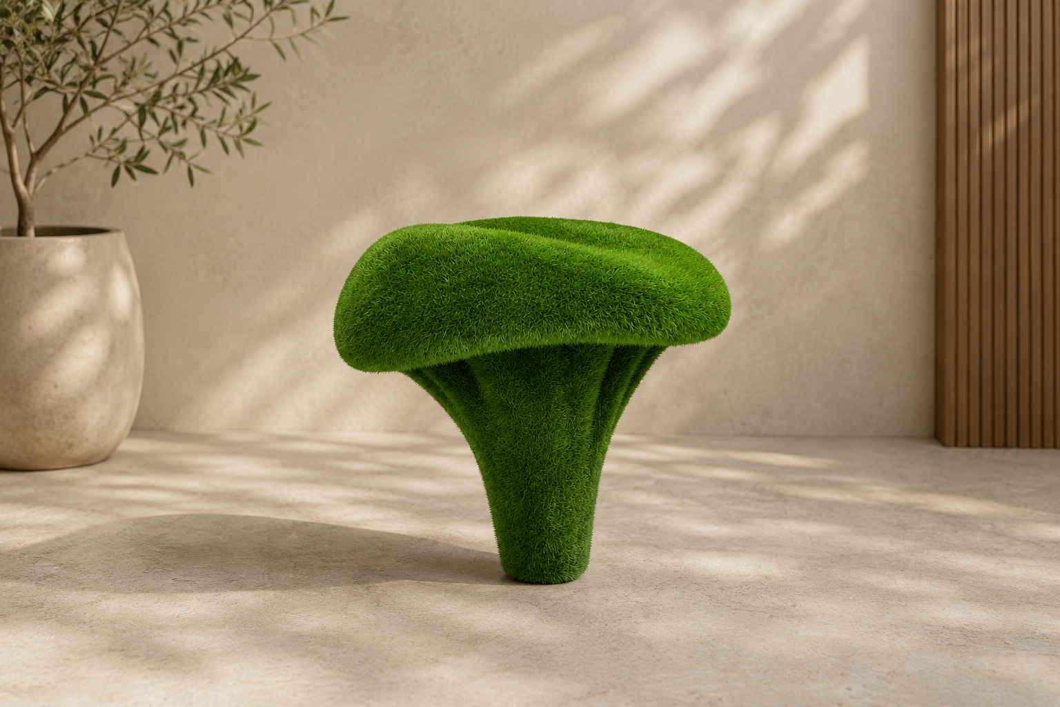 Chanterelle M Estetik Sarıkız Mantarı Figürlü Peyzaj Sanatı - Çelik Konstrüksiyon Yapay Çim Heykeli ve Topiary 80x87x87 cm