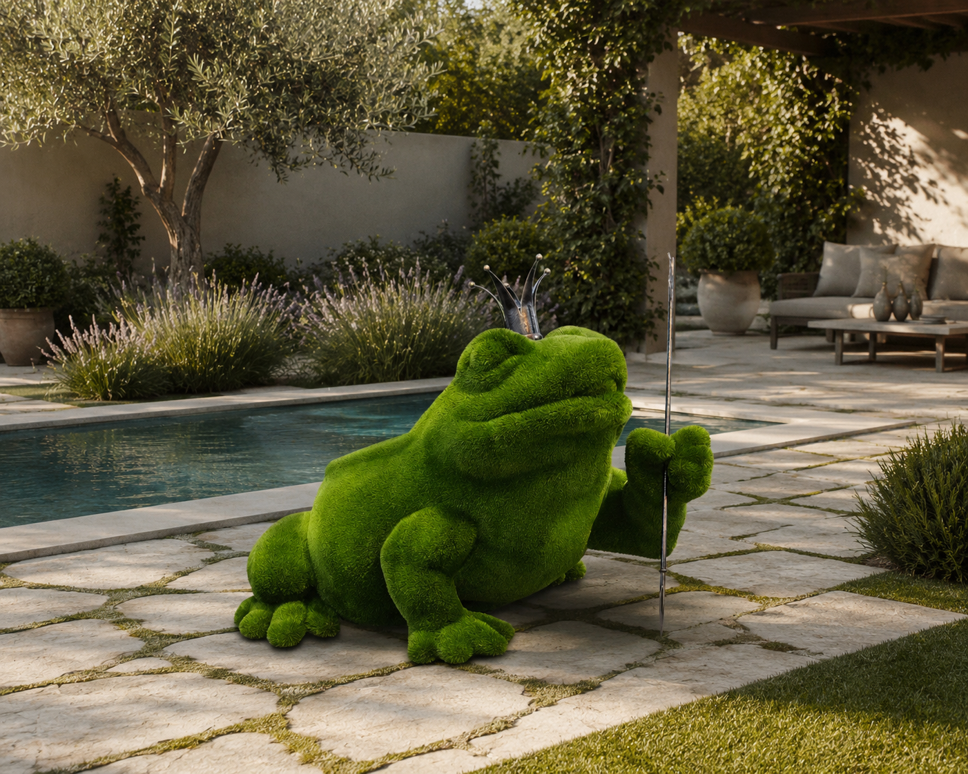 Fairytale frog Masalsı Kurbağa Figürlü Peyzaj Sanatı - Çelik Konstrüksiyon Yapay Çim Heykeli ve Topiary 200x250x270 cm