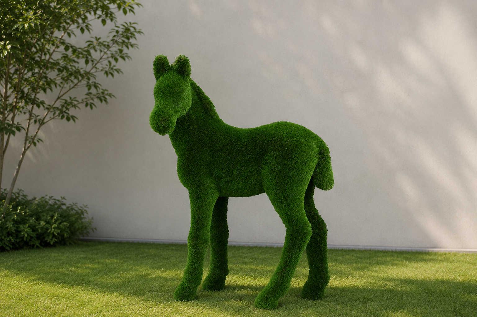 Foal Dekoratif Tay Figürlü Peyzaj Sanatı - Çelik Konstrüksiyon Yapay Çim Heykeli ve Topiary 180x110x55 cm