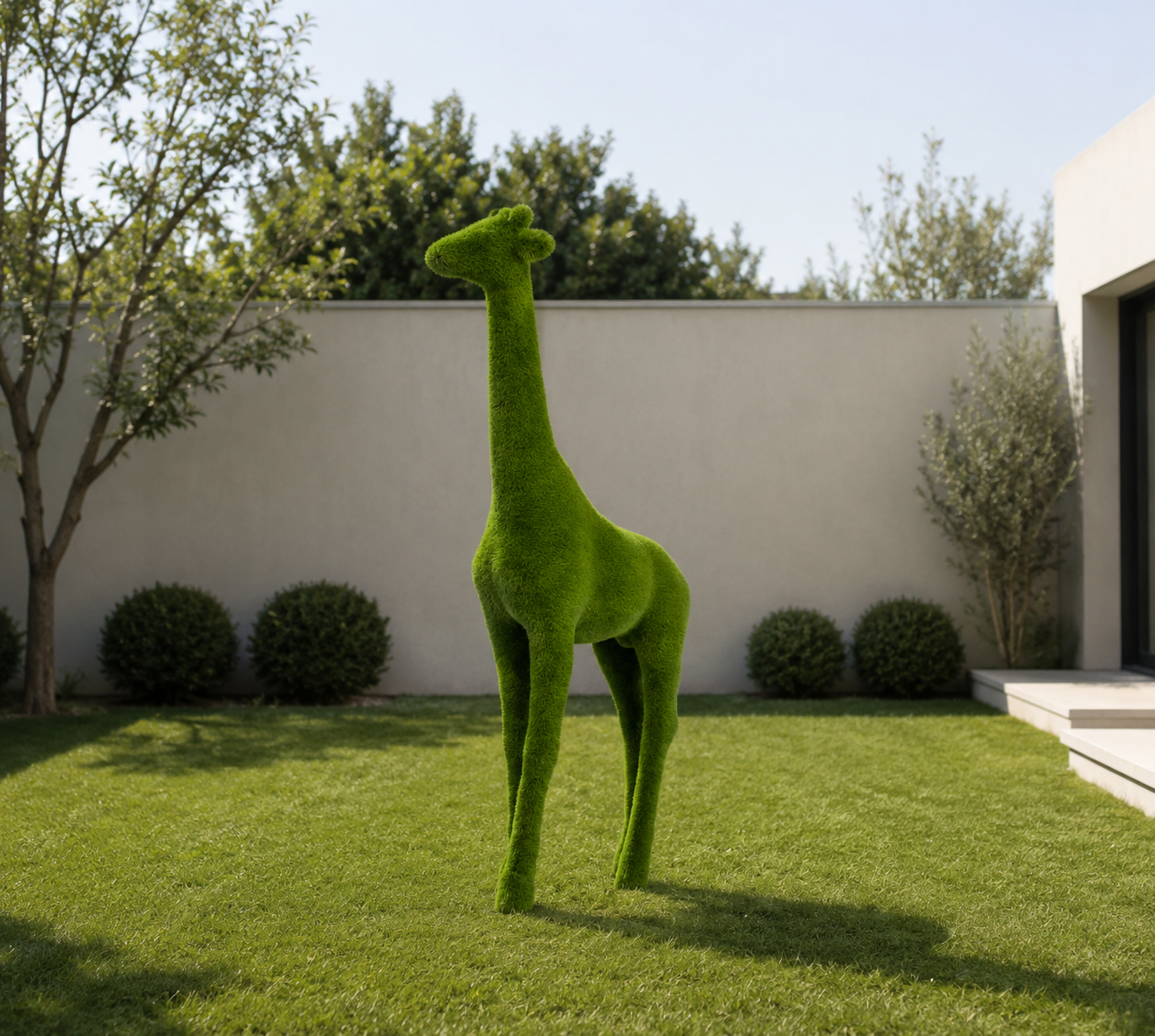 Giraffe Medium Dekoratif Zürafa Figürlü Peyzaj Sanatı - Çelik Konstrüksiyon Yapay Çim Heykeli ve Topiary 300x170x60 cm