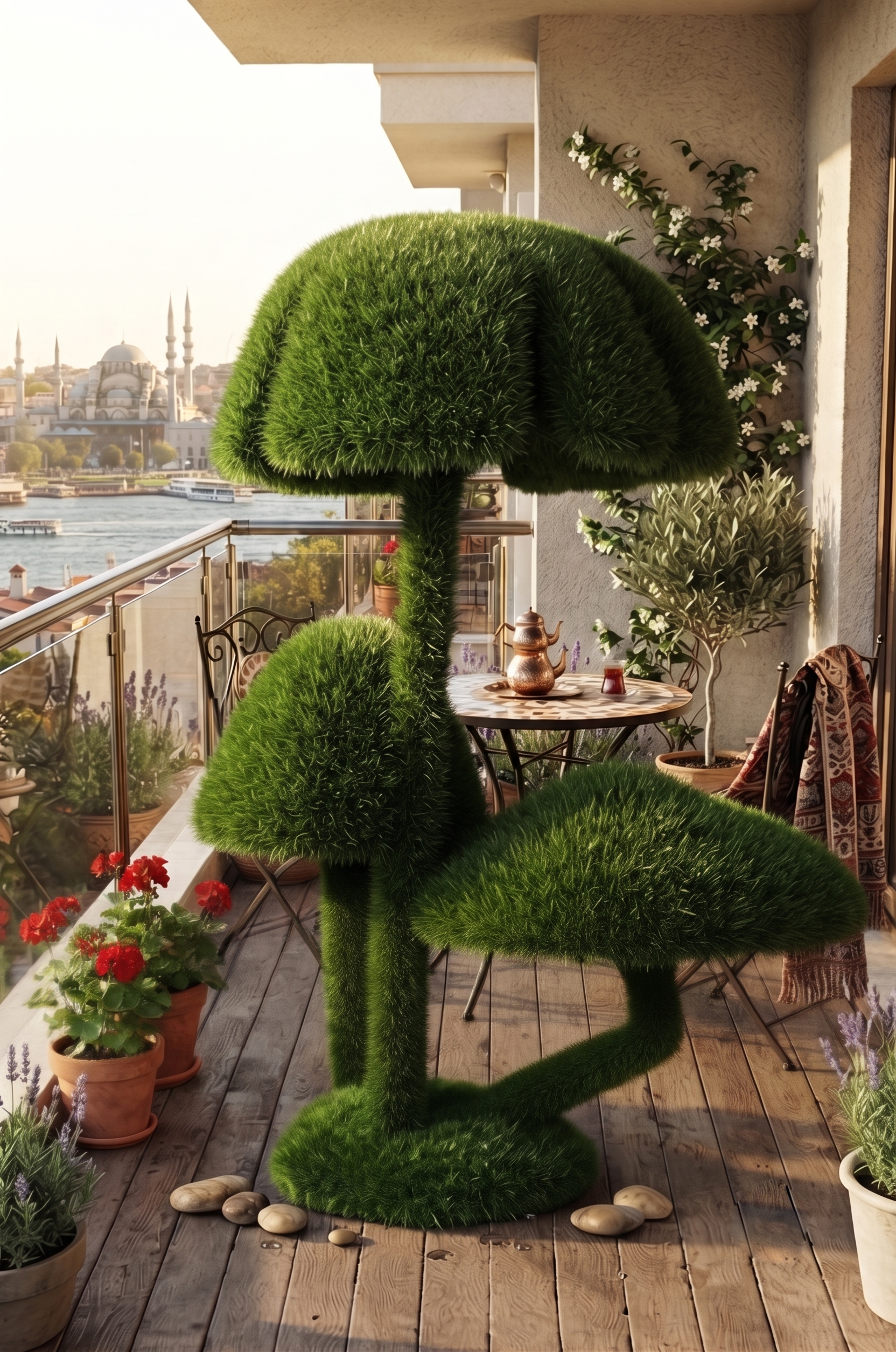 Honey Mushrooms Medium Orta Boy Bal Mantarları Seti Figürlü Peyzaj Sanatı - Çelik Konstrüksiyon Yapay Çim Heykeli ve Dev Topiary Seti (Kişiye Özel Ebat)