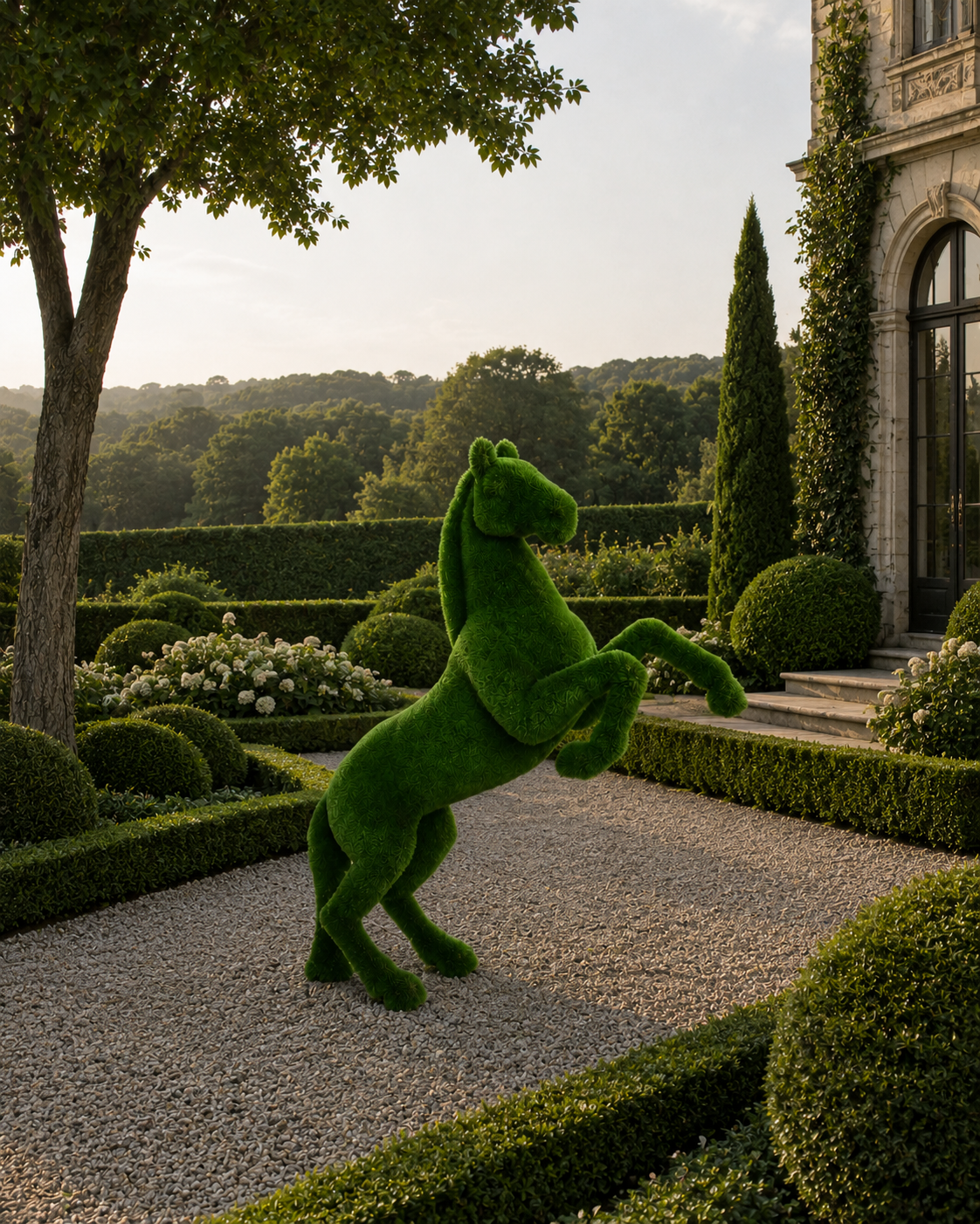 Reared up horse Şaha Kalkmış At Figürlü Peyzaj Sanatı - Çelik Konstrüksiyon Yapay Çim Heykeli ve Topiary 300x250x90 cm