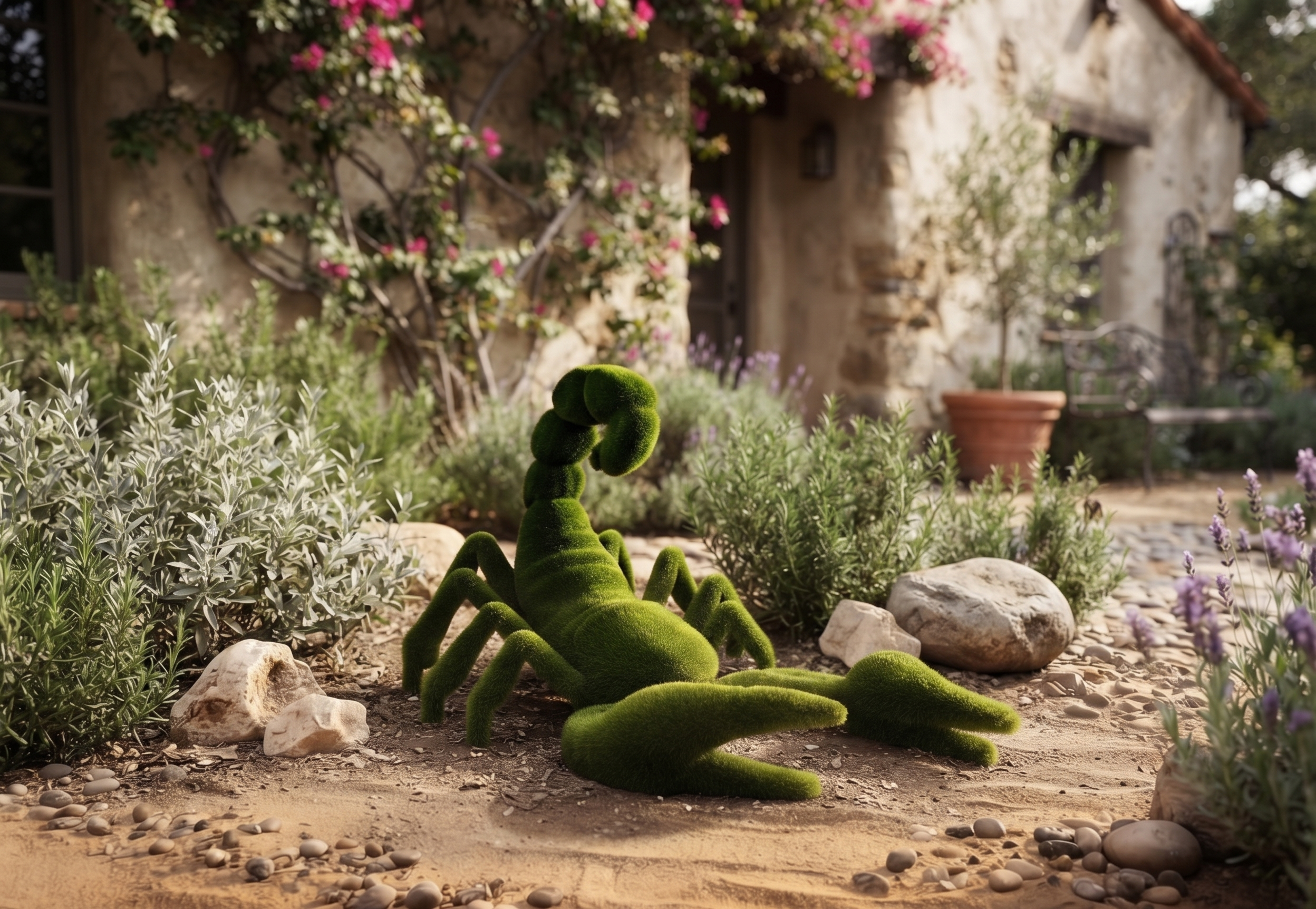 Scorpion Anıtsal Akrep Figürlü Peyzaj Sanatı - Çelik Konstrüksiyon Yapay Çim Heykeli ve Dev Topiary 350x230x190 cm