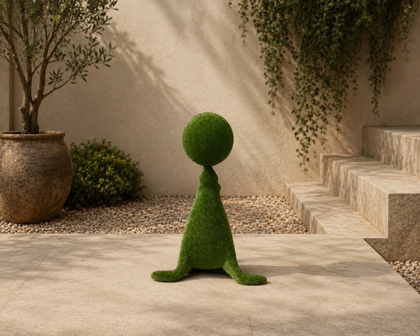 Sea lion with a ball Toplu Deniz Aslanı Figürlü Peyzaj Sanatı - Çelik Konstrüksiyon Yapay Çim Heykeli ve Topiary 260x200x170 cm