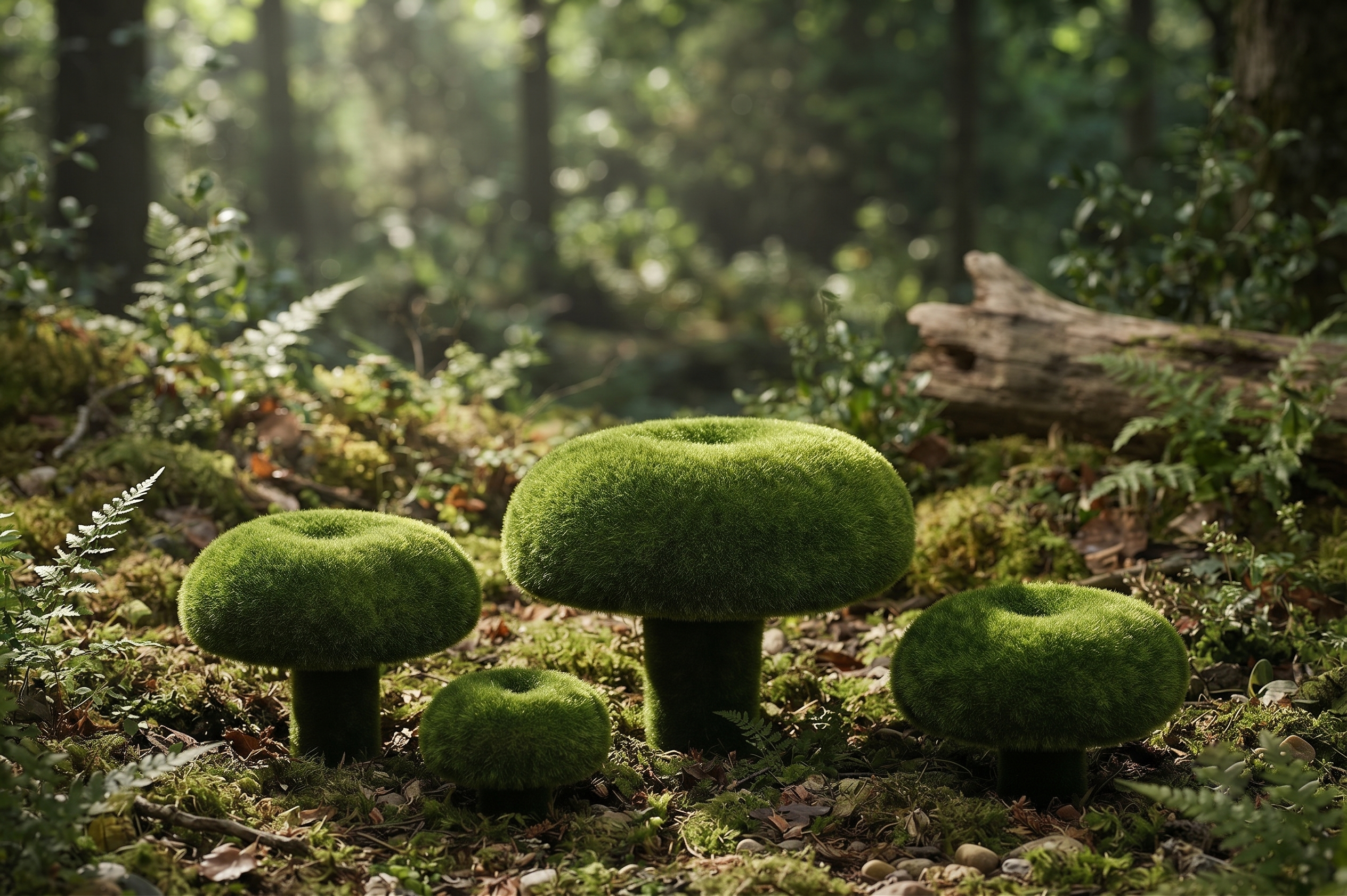 Set of Russula Mushrooms Masalsı Mantar Kümesi Seti Figürlü Peyzaj Sanatı - Çelik Konstrüksiyon Yapay Çim Heykeli ve Dev Topiary Seti (Kişiye Özel Ebat)