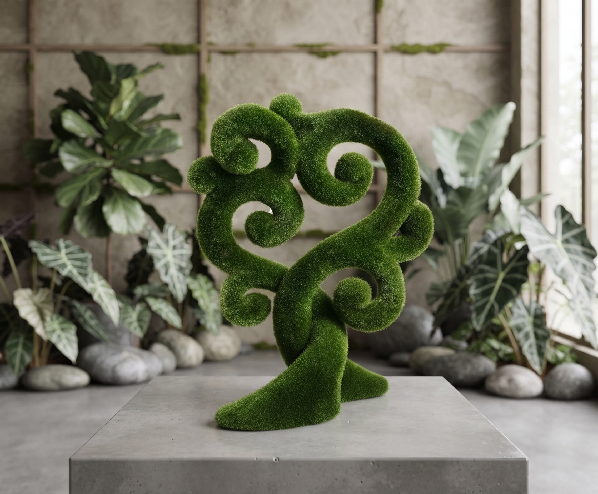 Tree of Happiness Anıtsal Mutluluk Ağacı Figürlü Peyzaj Sanatı - Çelik Konstrüksiyon Yapay Çim Heykeli ve Dev Topiary 290x140x230 cm