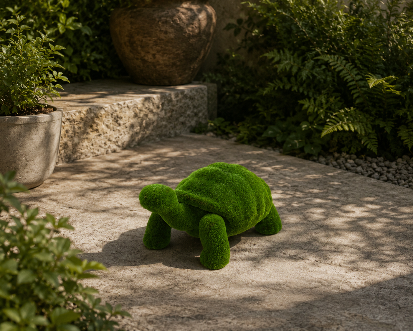 Turtle small Sevimli Küçük Kaplumbağa Figürlü Peyzaj Sanatı - Çelik Konstrüksiyon Yapay Çim Heykeli ve Topiary 70x165x100 cm