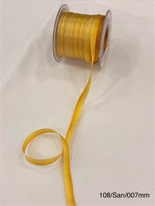 108 No Sarı Batik İpek Kurdele 7 Mm Genişlikli