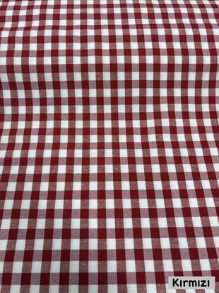 Orta Boy Kareli Etuval Cotton Keten Kırmızı