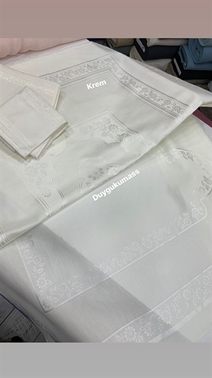 Çiçek desen seccade, kare örtü ve el havlusu set