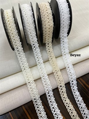 Klasik Desen İnce Pamuk Güpür Beyaz