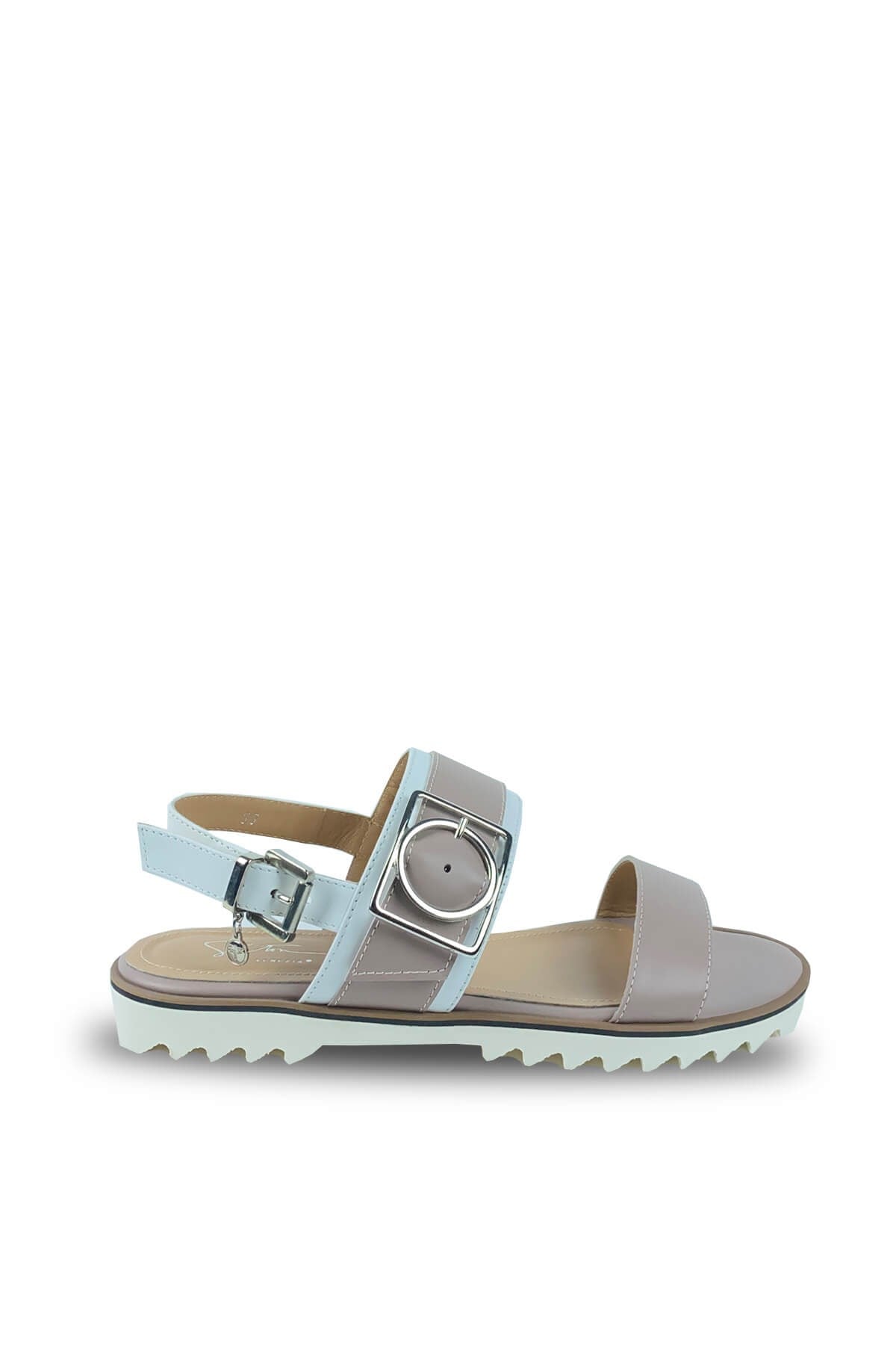 Siton Metal Tokalı Kaymaz Tabanlı Deri Sandalet (S8025B)
