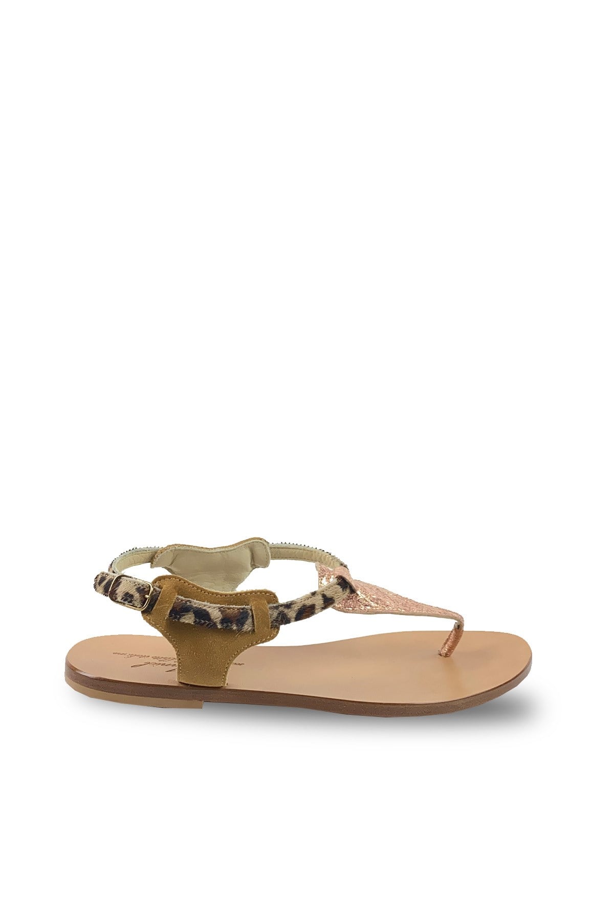 Anniel Sports Leopar Detaylı Tay Tüylü Deri Sandalet (AS1787C)