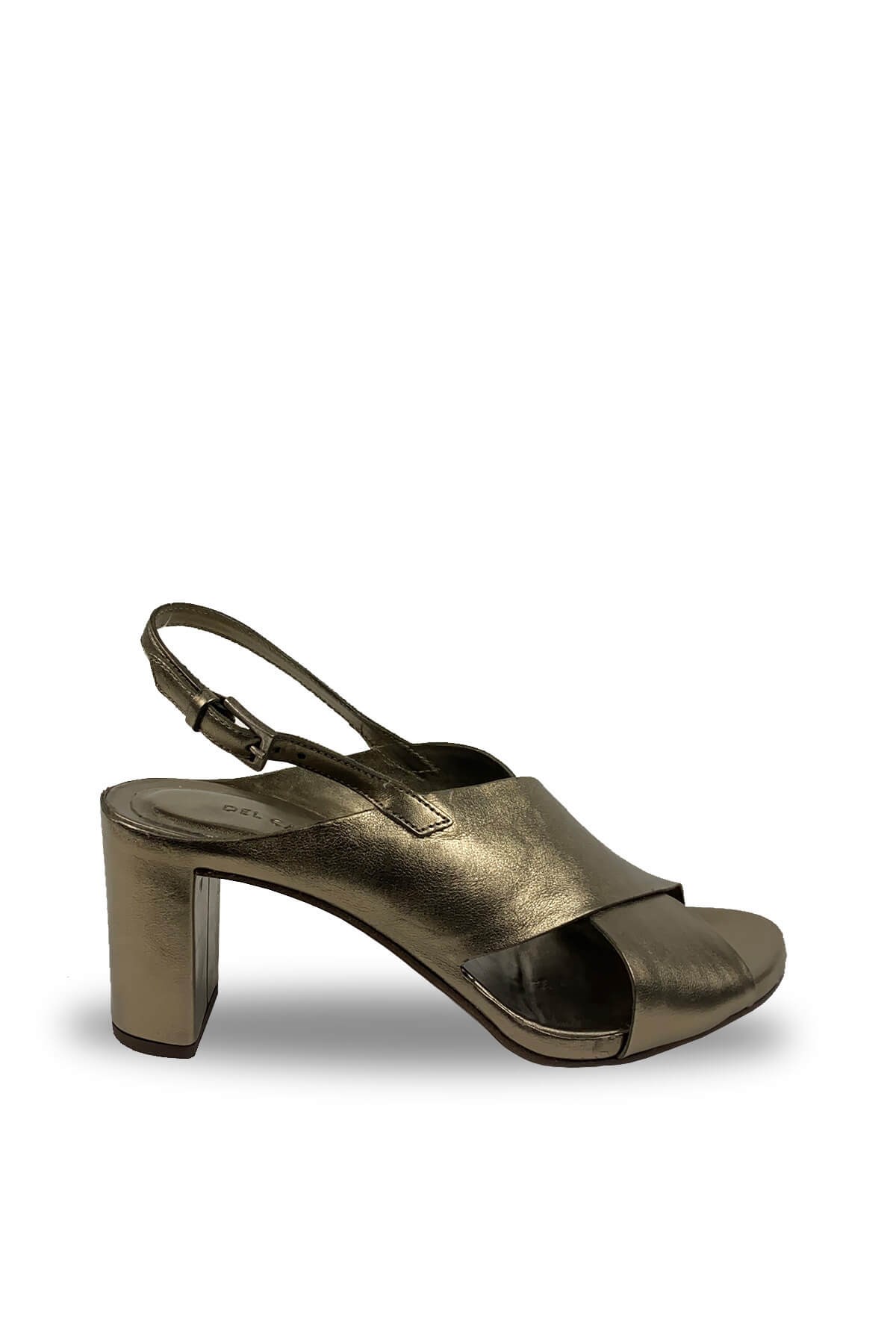 Del Carlo Topuklu Metalik Deri Sandalet (RDC10333L)