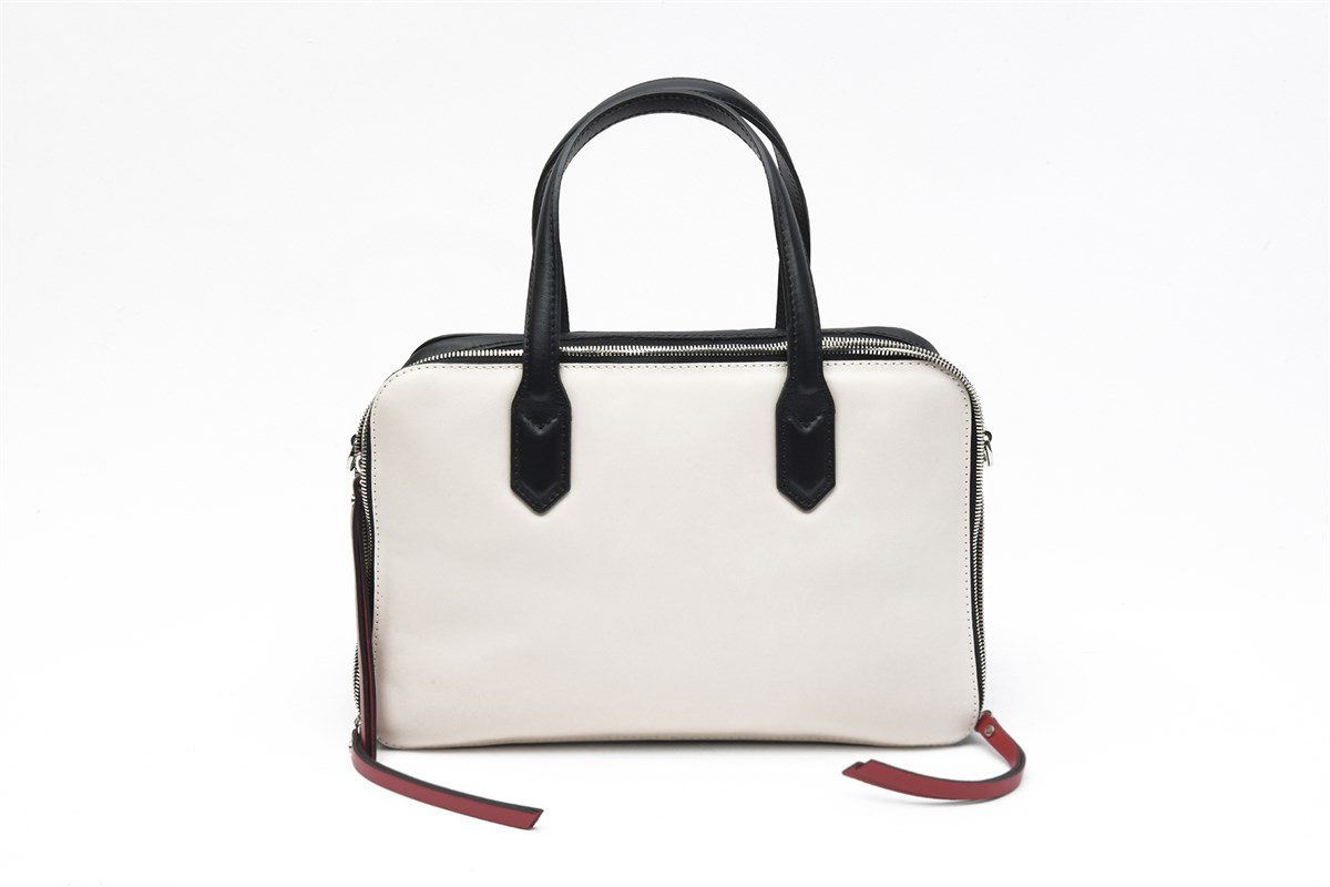Gianni Chiarini İki Bölmeli Ekru Siyah Kırmızı Çanta GC1990AT