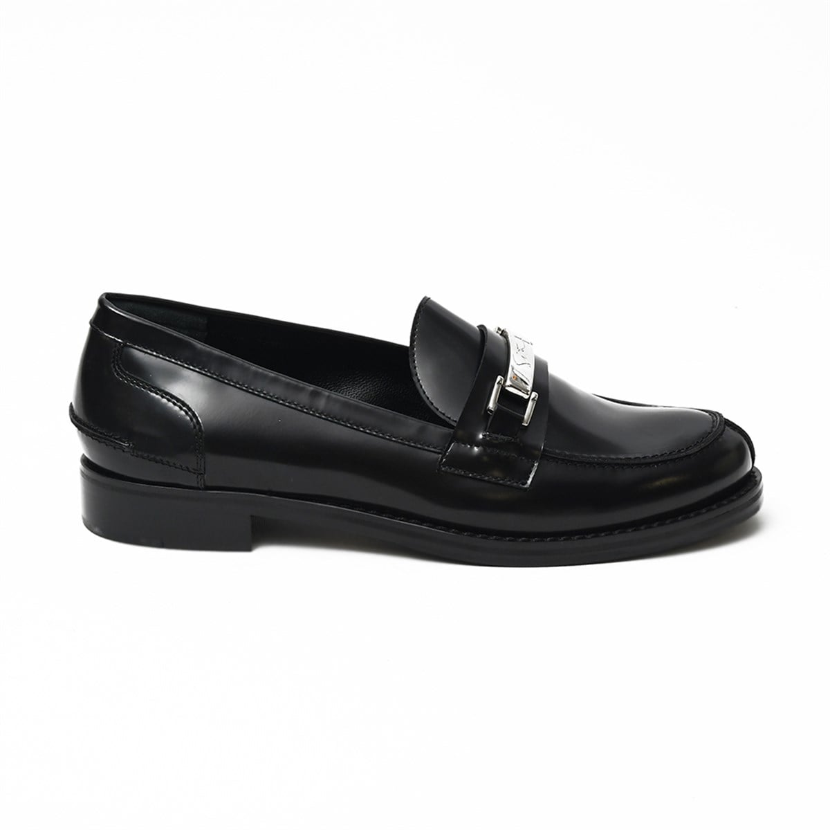 Sıton Parlak Deri Metal Logolu Tokalı Loafer