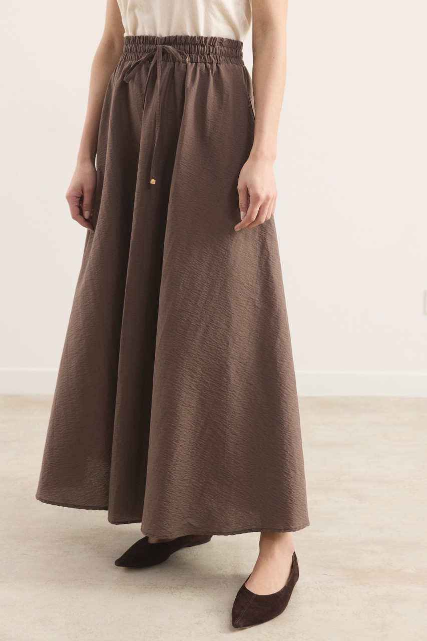 Bel Lastik Büzgülü Etek - Kahve