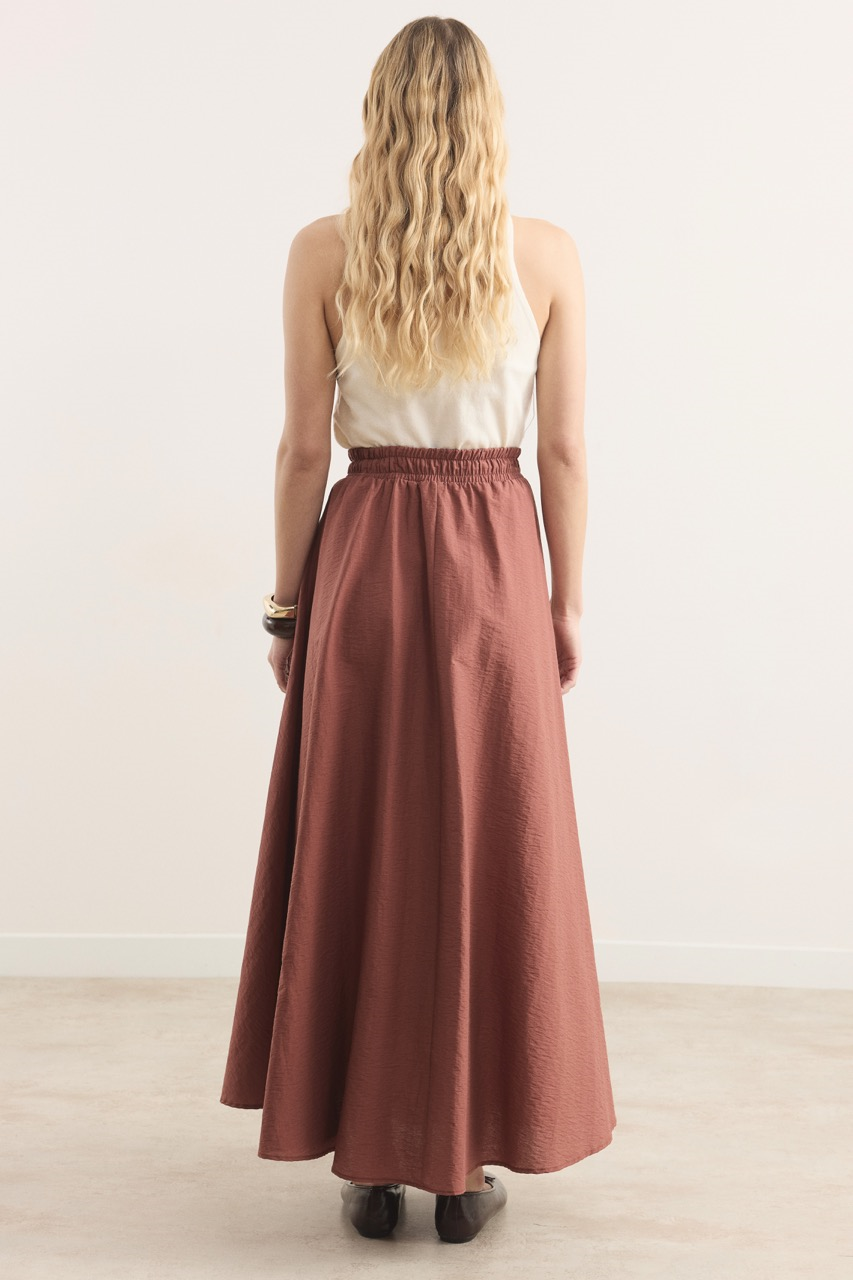 Bel Lastik Büzgülü Etek - Kiremit