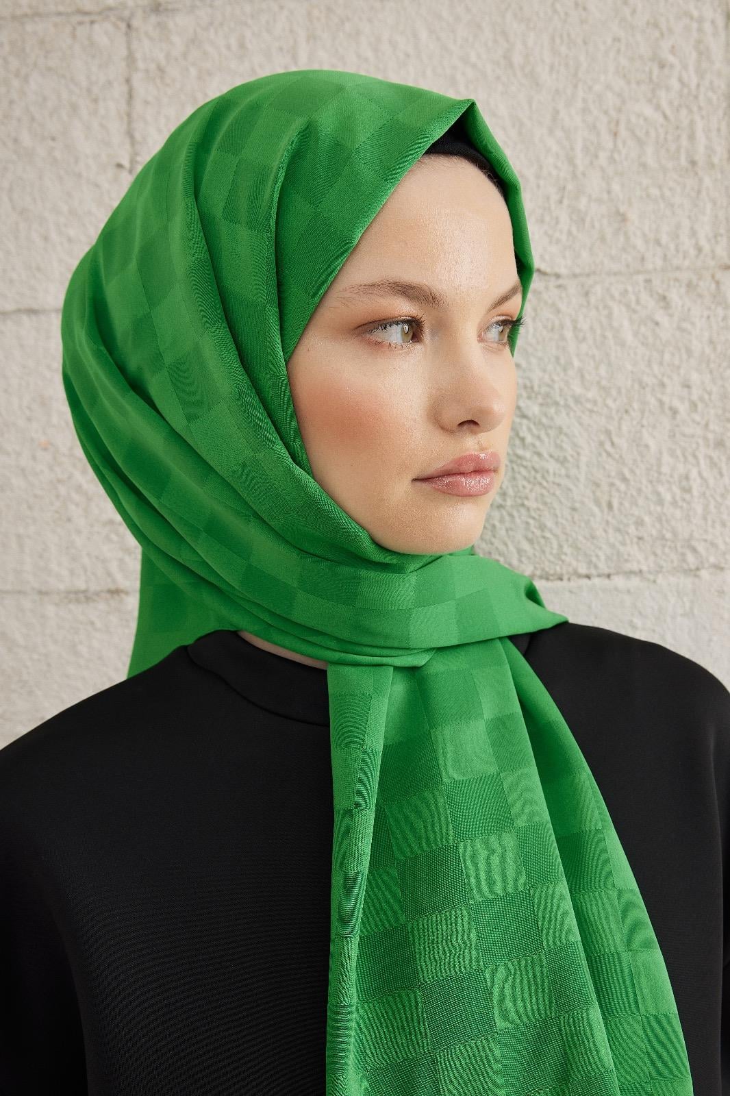 Capri Işıltılı Dama Şal - Yeşil