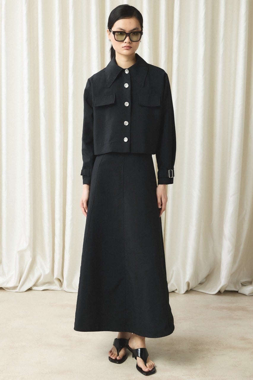 Ceketli Cupra Jile Elbise - Siyah