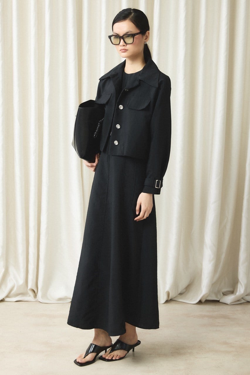 Ceketli Cupra Jile Elbise - Siyah