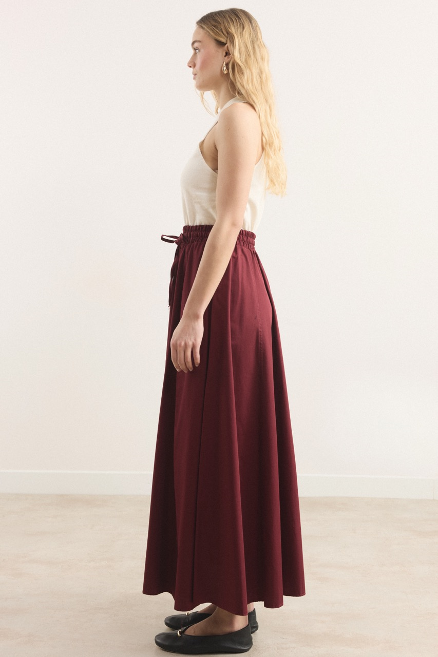 Gabardin Kloş Etek - Bordo