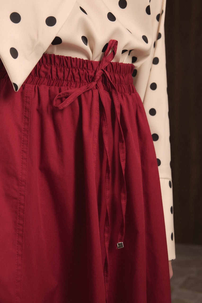 Gabardin Kloş Etek - Kırmızı