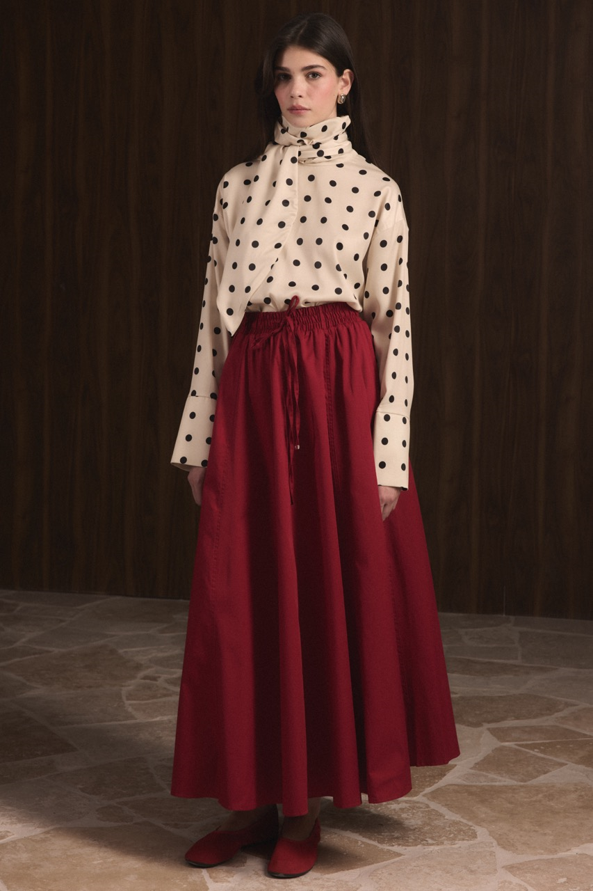 Gabardin Kloş Etek - Kırmızı