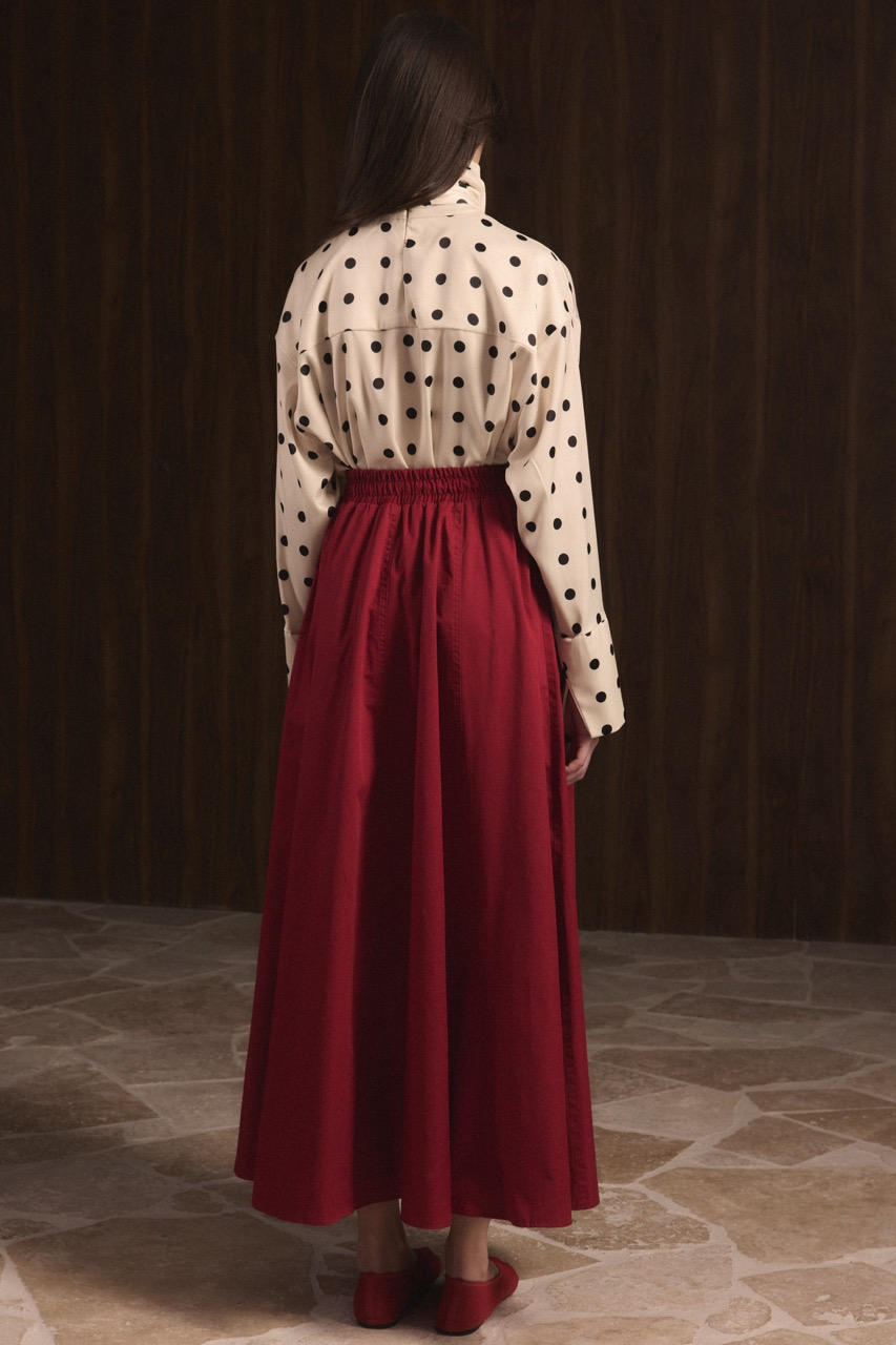 Gabardin Kloş Etek - Kırmızı