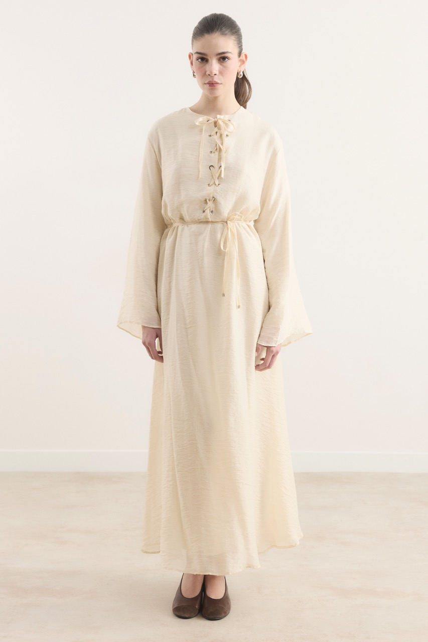 Lucy Bağcık Yaka Detaylı Elbise - Sarı