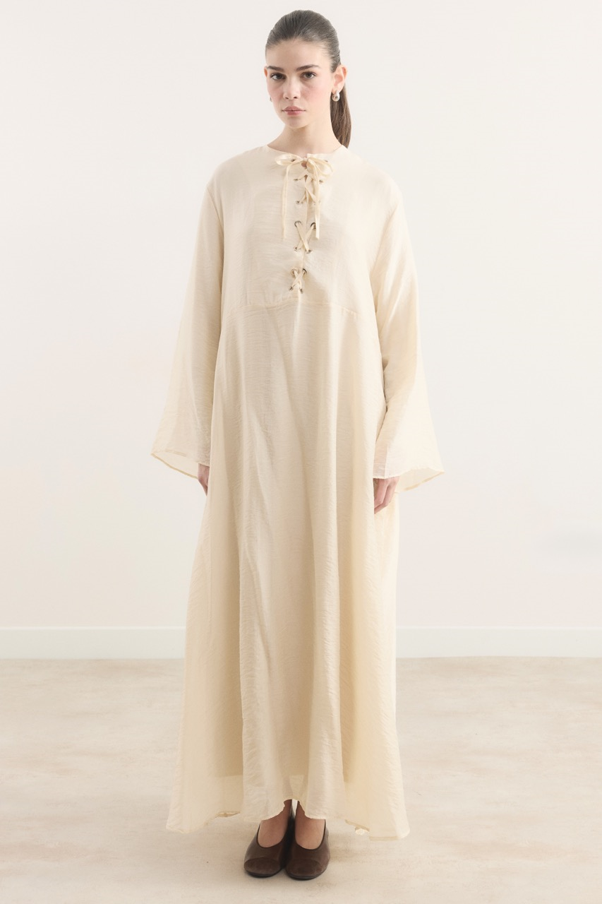 Lucy Bağcık Yaka Detaylı Elbise - Sarı