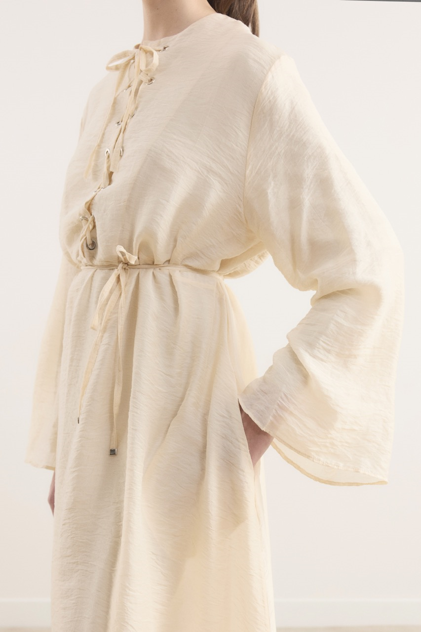 Lucy Bağcık Yaka Detaylı Elbise - Sarı