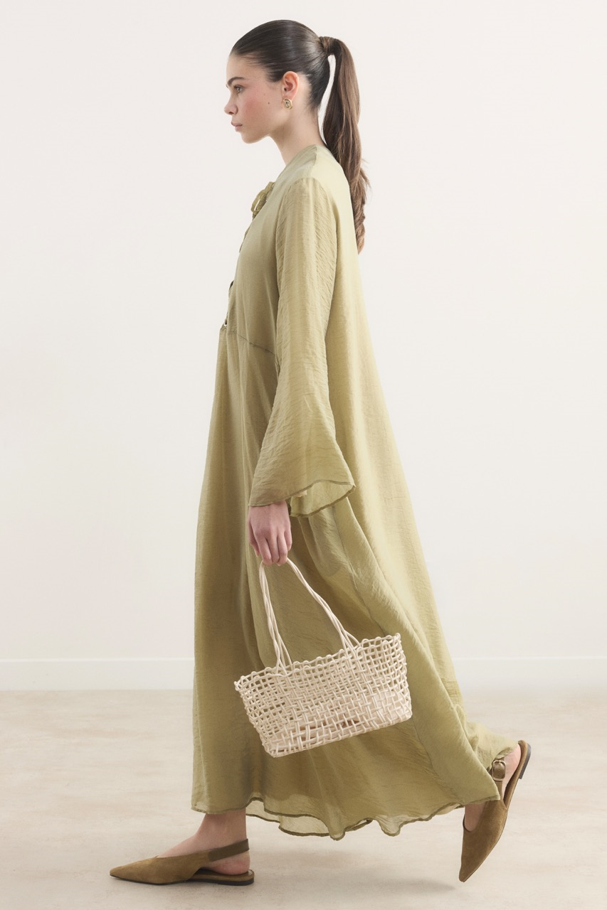 Lucy Bağcık Yaka Detaylı Elbise - Yeşil